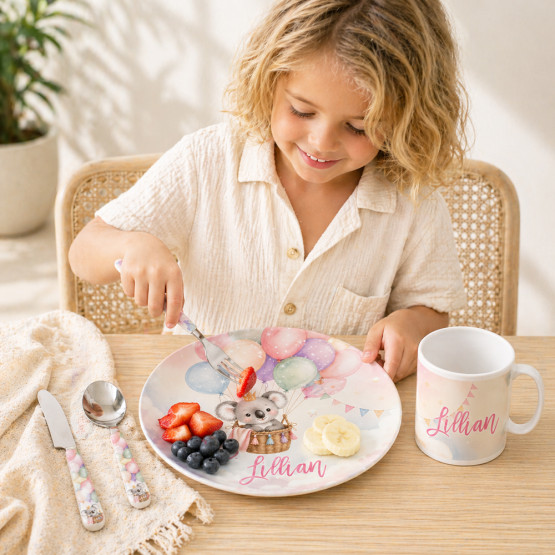 Personalised Melamine Big Kids Dinner Sets Stainless Steel Cutlery