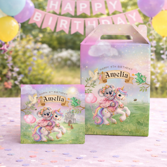 Personalised Kids Birthday Melamine Dinner Set Gift Box & Card