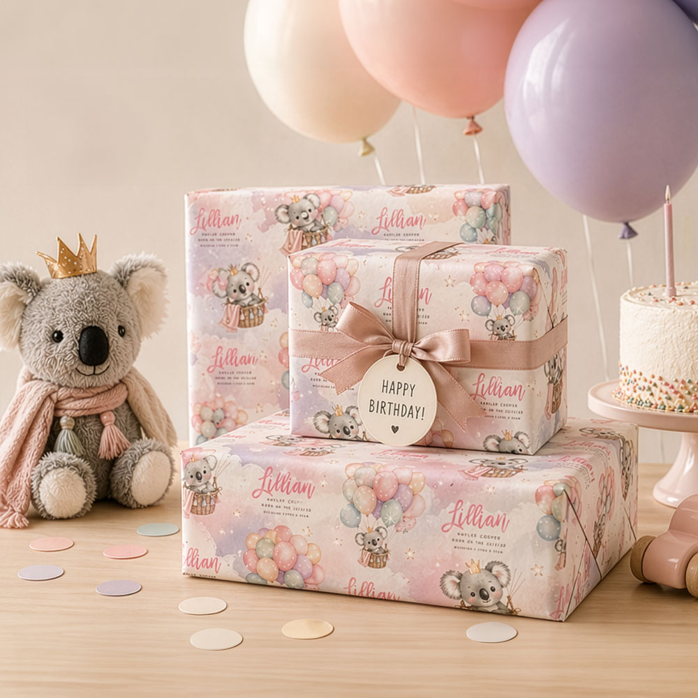 Matching personalised kids birthday wrapping paper