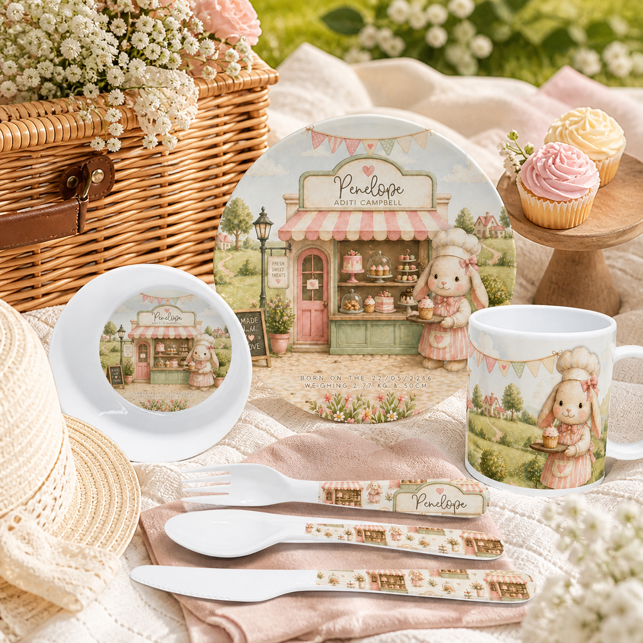 Personalised melamine dinner set
