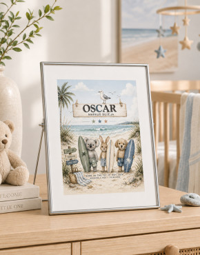 Personalised Baby & Kids Artwork in a Silver Keepsake Frame