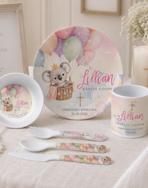 Personalised Christening Dinner Set Gift Box