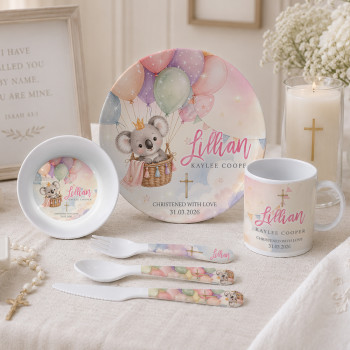 Personalised Christening Dinner Set Gift Box