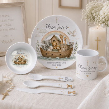 Personalised Christening, Baptism Dinner Set Gift Box