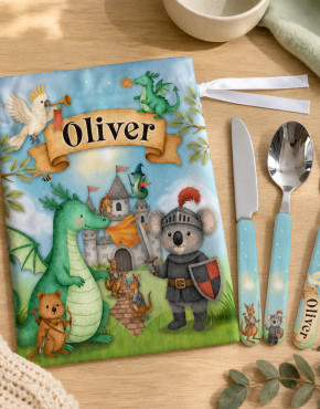 Personalised Kids Stainless Steel Cutlery Set + Bag