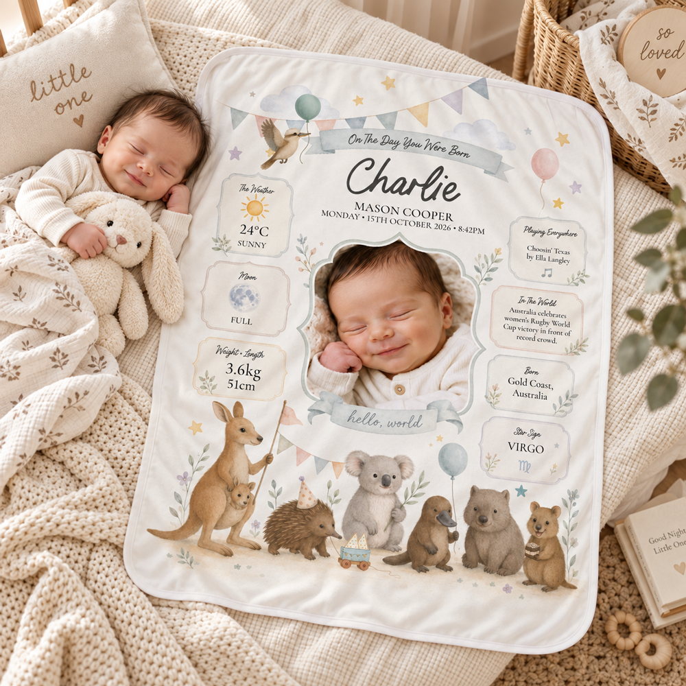 Personalised Baby Blanket – On the Day You Were Born