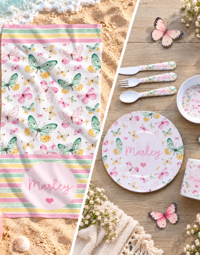 Personalised Kids Dinner Set & Beach Towel Gift Box