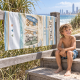 Personalised kids sand-free beach towel with name at the beach